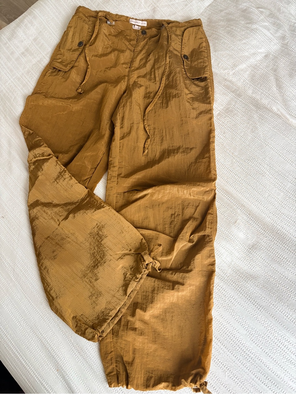 Sincerely Jules Wide Leg Utility Pants in Gold
